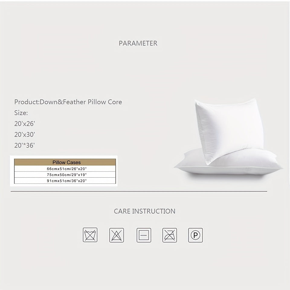 Luxury White Goose Feather and Down Pillow with Breathable All-Season Bedding