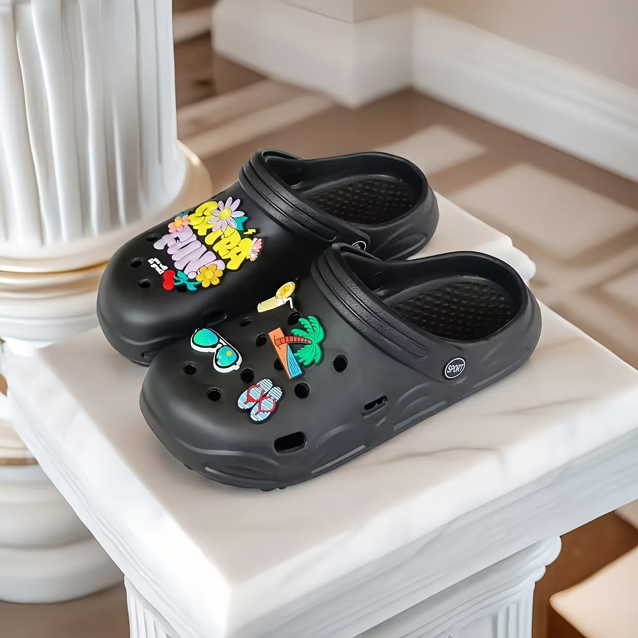 Women's Summer Beach Sandals Eva Flat Sole White Casual Slip-On Shoes