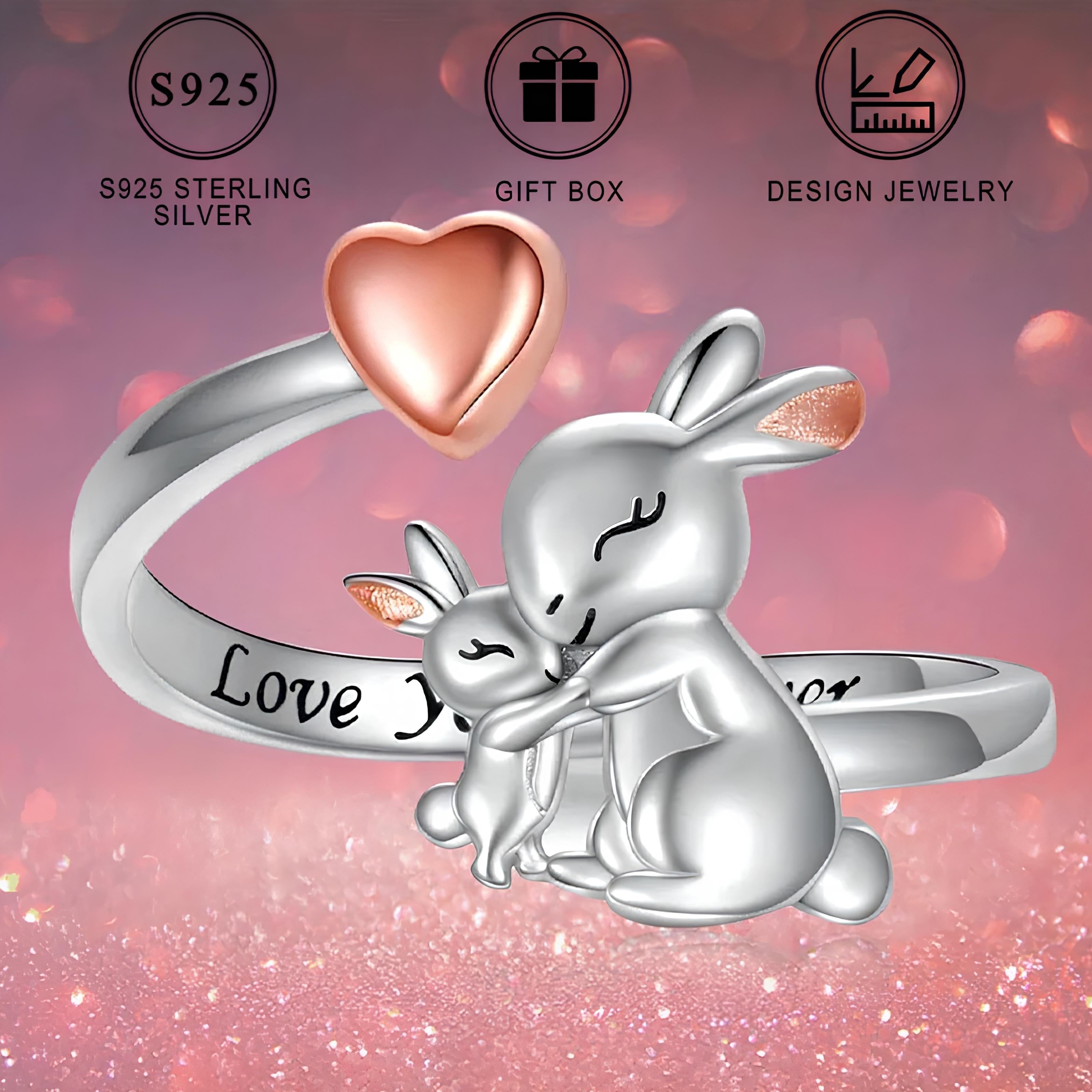 Adjustable Sterling Silver Rabbit Ring for Women Minimalist Jewelry Gift