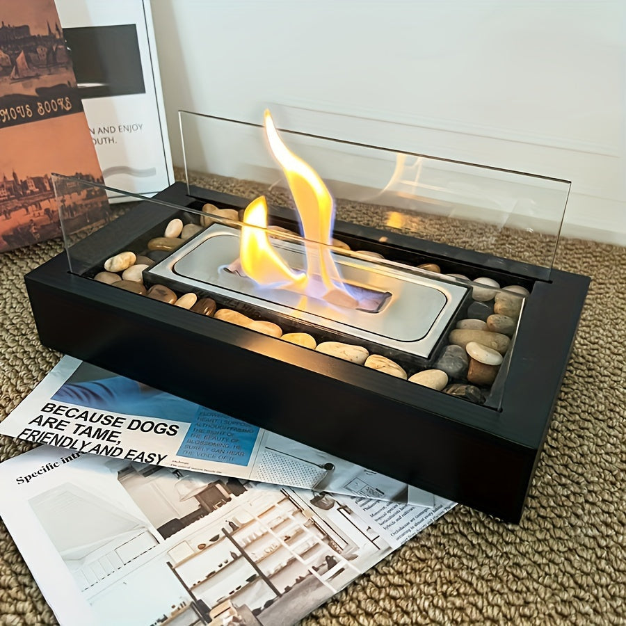Patio, balkon va yashash xonasi dekoratsiyasi uchun ko'p funksiyali ichki/tashqi metall pech - toshlar bilan bezatilgan qulay stol usti olov pit