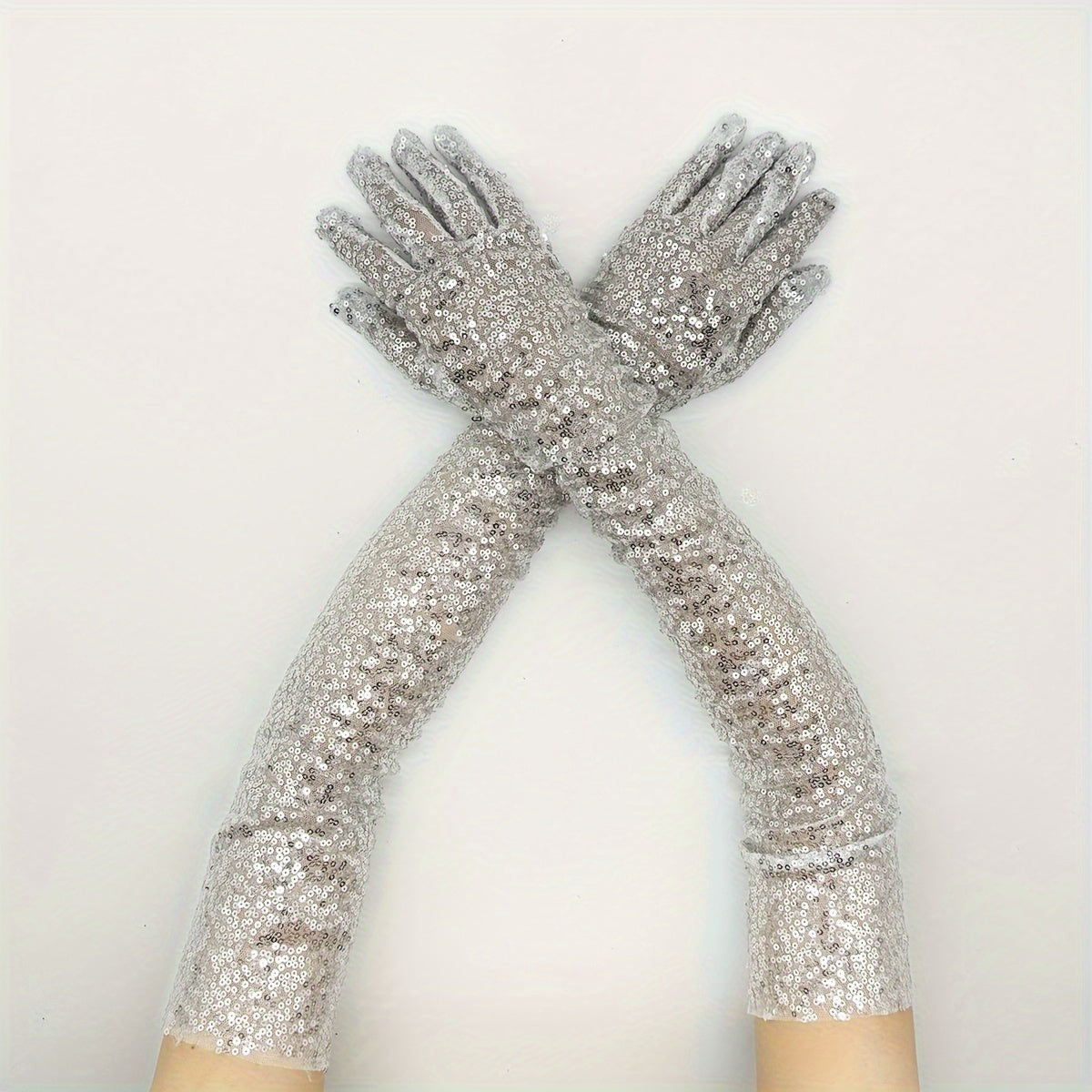 Women's Sequin Gloves Polyester Mesh for Evening Parties and Cocktail Events