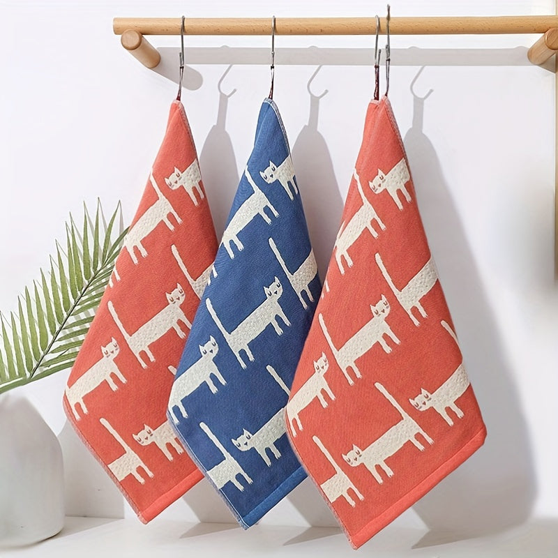 Cartoon Cat Cotton Bath Towels in Various Sizes for Bathroom and Christmas Gifts