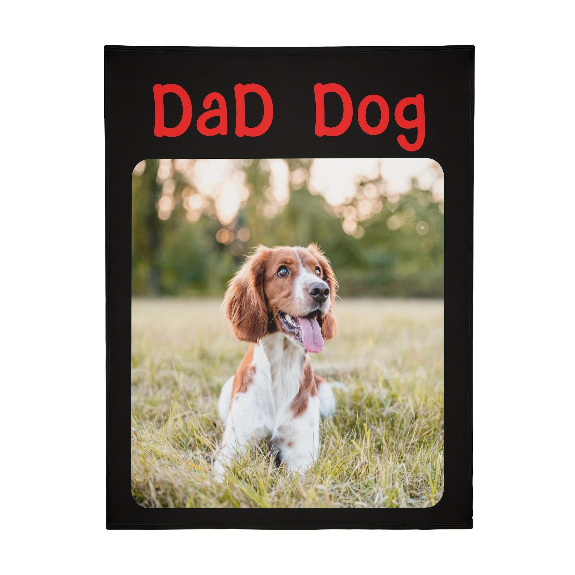 Personalized Dog Dad Blanket Flannel Pet Throw Black Custom Photo Message Gift