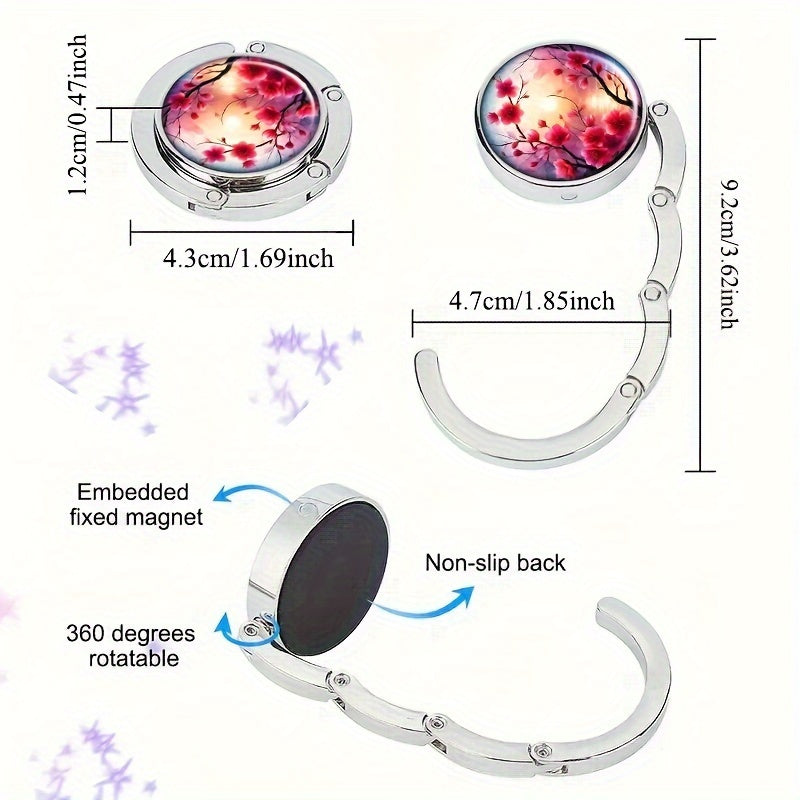 Stylish Cherry Blossoms Zinc Alloy Handbag Hanger Portable Purse Hook