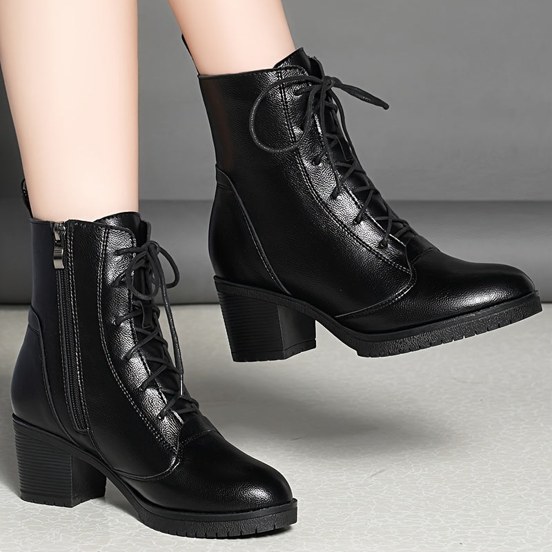 Women's Mid-Calf Boots Solid Color Rubber Sole All-Season Winter