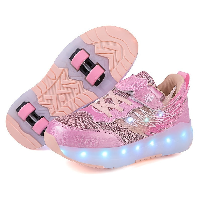 Kids LED Light-Up Roller Skates for Boys and Girls USB Rechargeable Breathable Durable Indoor Outdoor All-Season