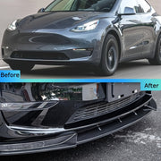 Front Bumper Lip Splitter Kit Black Carbon Fiber Style for Model Y
