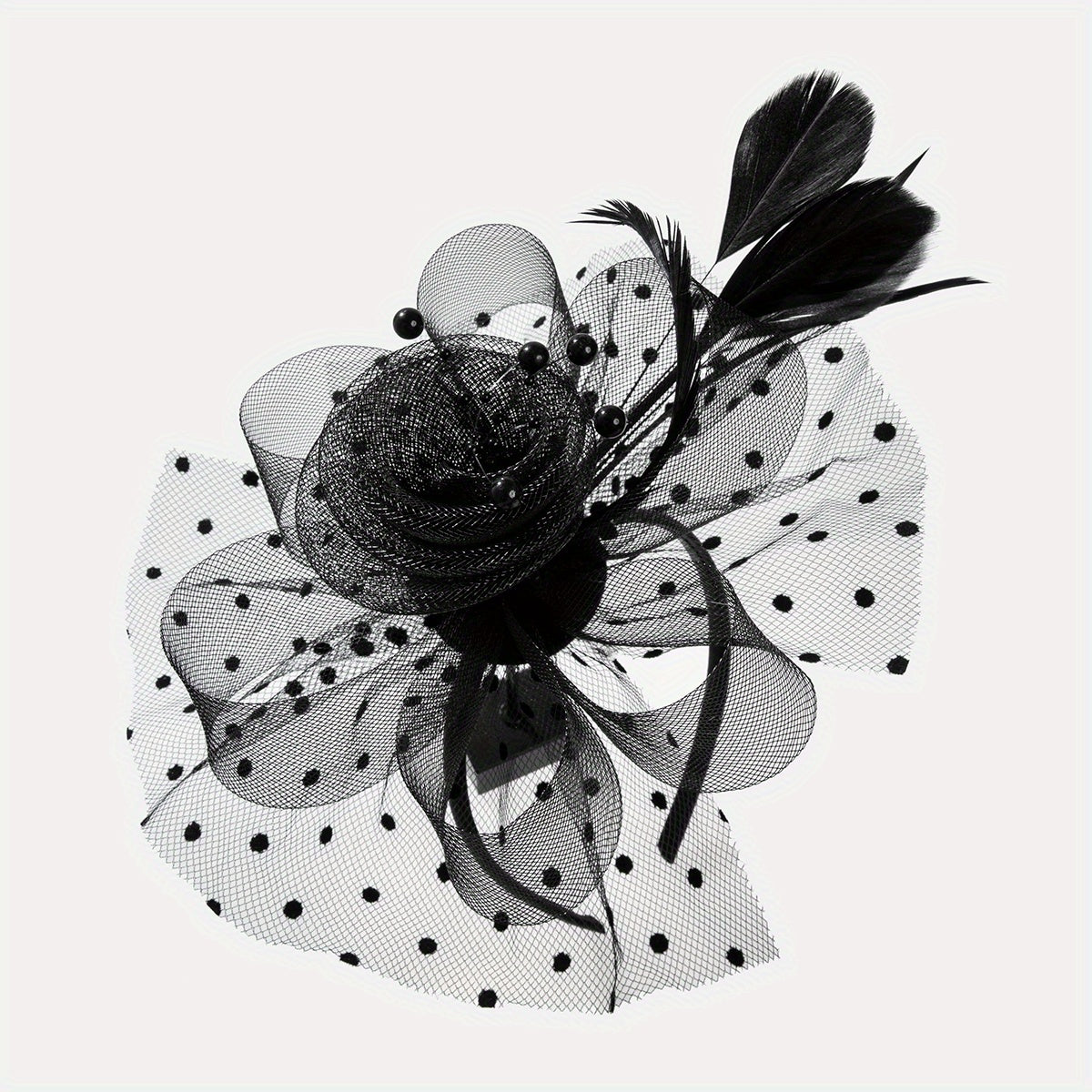 Women's Flower Mesh Faux Feather Fascinator Headband for Tea Parties and Weddings