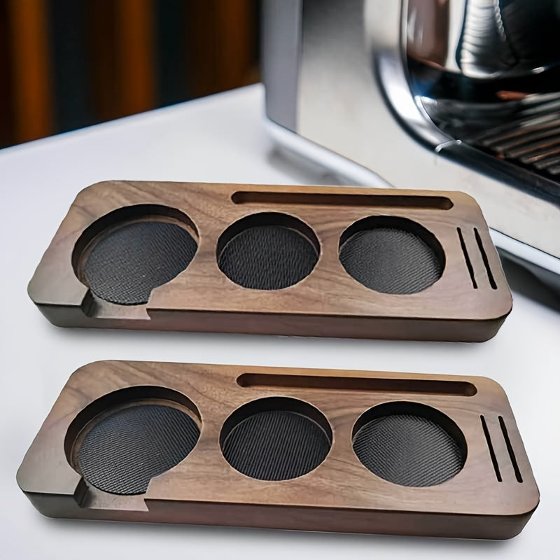 Wooden Espresso Tamping Station Walnut 51-58mm Portafilter Holder Mat Coffee Accessory
