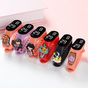 6 ta bolalar uchun raqamli LED bilakuzuklar, jonli ranglar, katta displey, TPU taxtasi