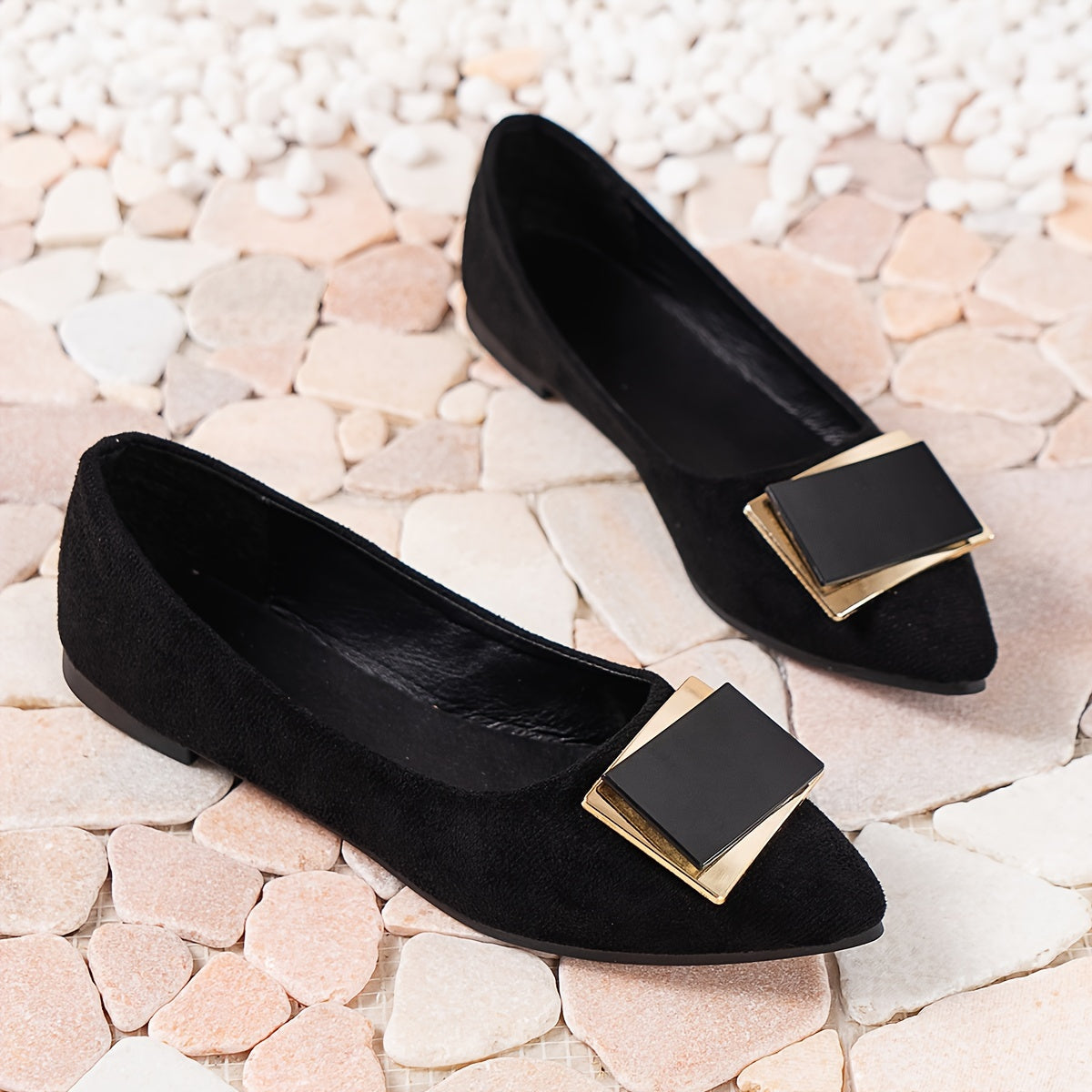 Women's Black Pointed Flat Work Shoes Spring Autumn Versatile Comfortable