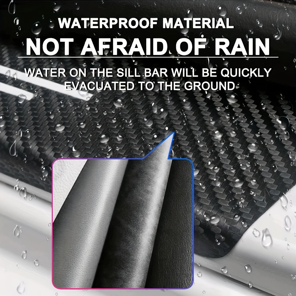 Car Door Sill Protector Set Carbon Fiber Foot Pedal Interior Decoration