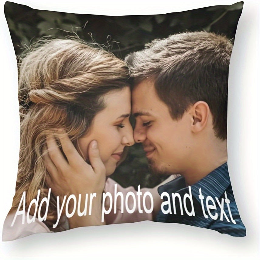 Funda de almohada personalizada con foto 45.72x45.72 cm, funda de almohada de tejido a mano personalizable de poliéster para parejas, padres, amigos