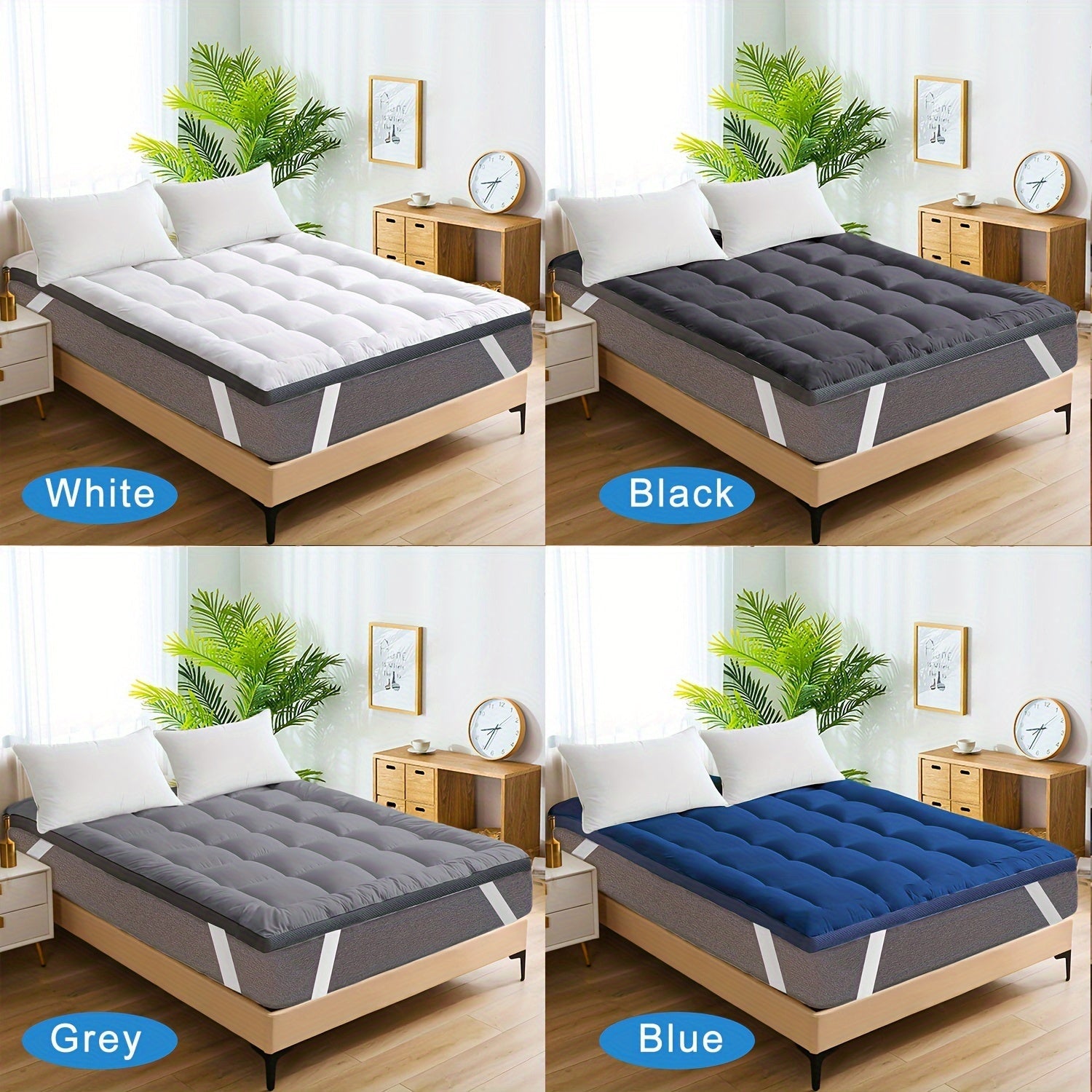 Extra Thick Mattress Topper for Back Pain Relief Breathable Fitted Pad Up to 21 Inches