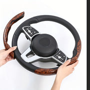 2-Pack Brown Wood Grain Non-Slip Steering Wheel Cover Universal Car Interior