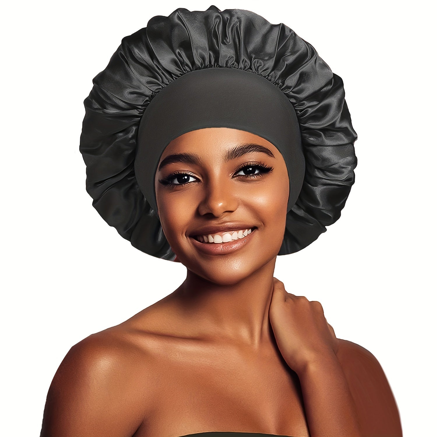Women's Satin Sleeping Cap with Wide Elastic Band for Curly Hair