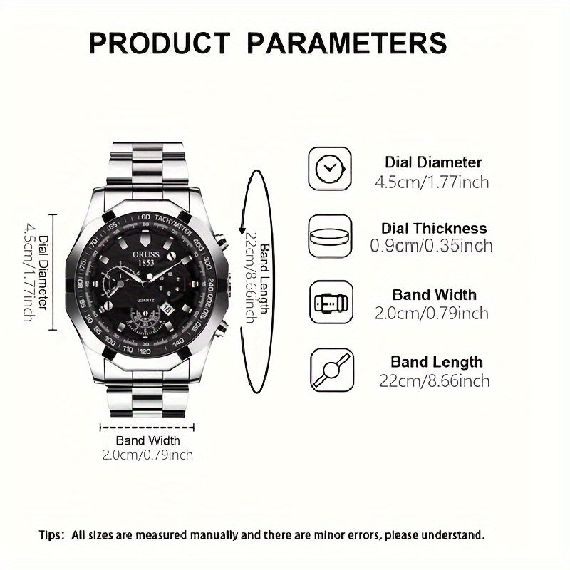 Men's Waterproof Wristwatch with Large Dial Luminous Hands Durable Fashion Accessory