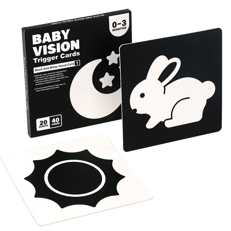 Baby Visual Stimulation Cards for Brain Development Black and White Red 40 Pages