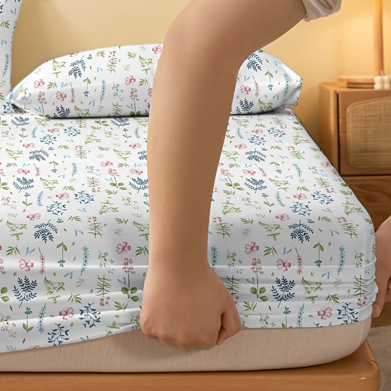 Ditsy Floral Fitted Sheet for Single Bed with Deep Pockets and Soft Fabric