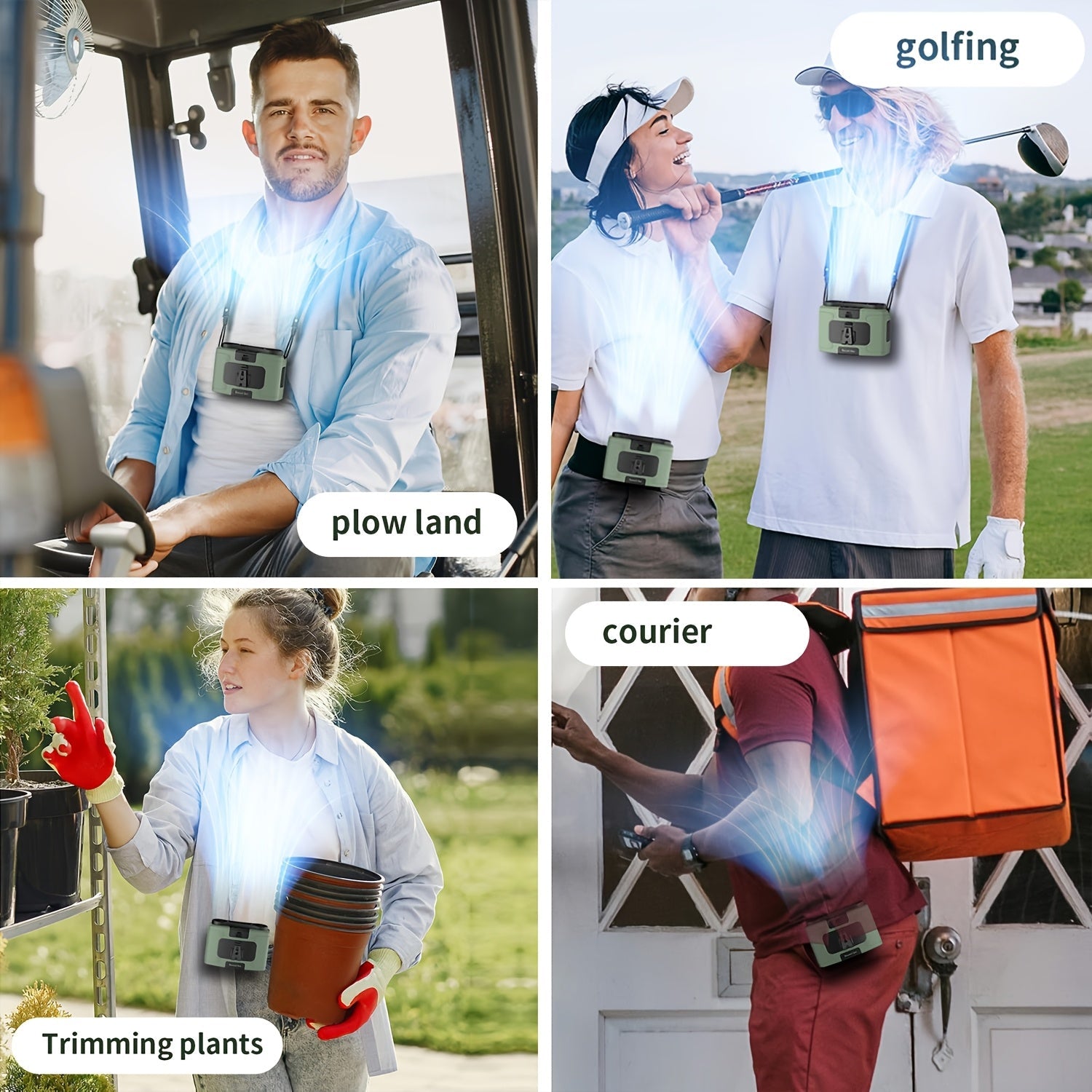 Wearable Waist Fan with Rechargeable Battery, 10 Speed Settings, Portable