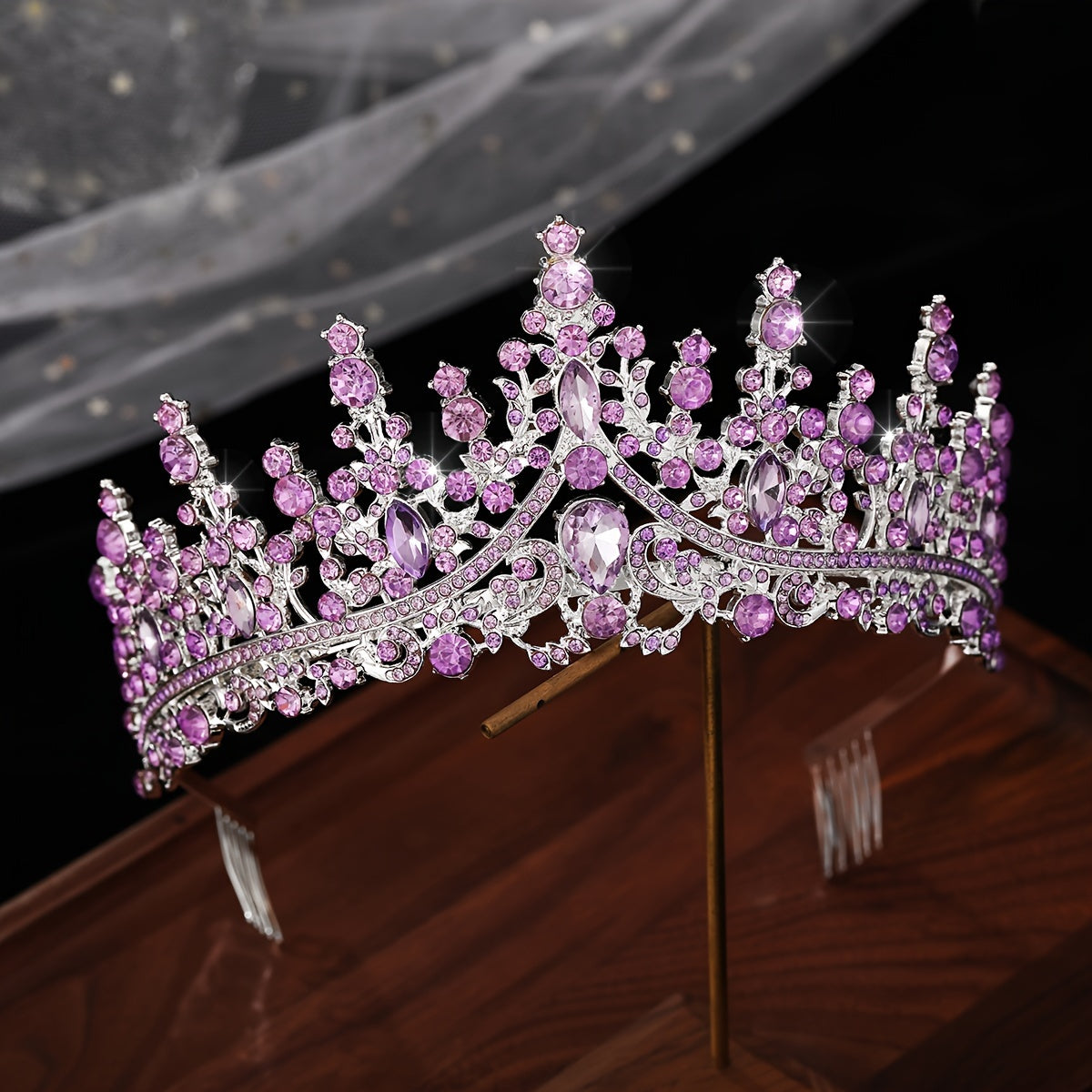 Crystal Princess Crown Tiara for Women Wedding Hair Accessory Rhinestones Gold Metal