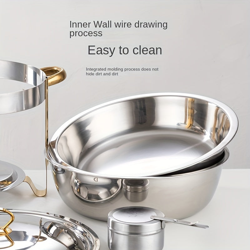 Set de buffet de bandeja de acero inoxidable de 4.5L con tapa, soporte y bandeja