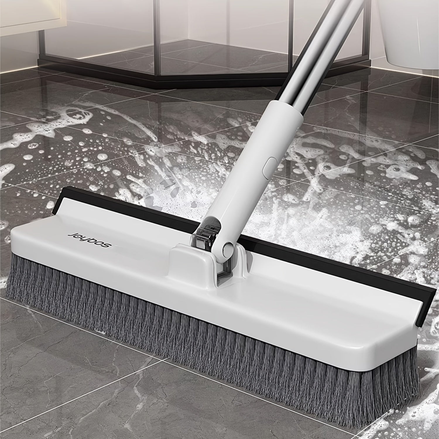 Heavy-Duty Floor Scrub Brush with Long Handle Rotating Head for Floors Walls and Carpets