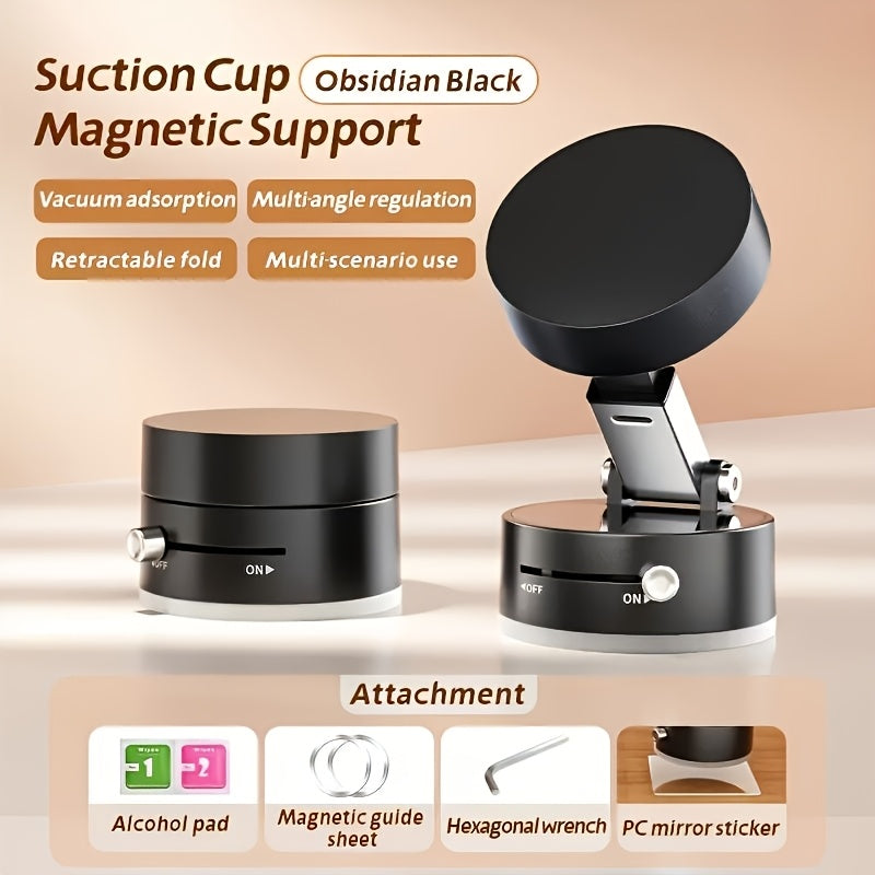 Foldable 360-Degree Double-Sided Magnetic Phone Holder with Suction for One-Hand Use