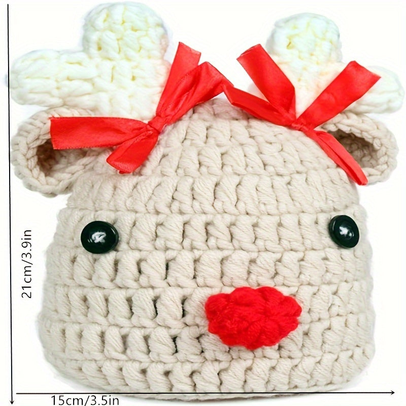 Christmas Reindeer Hat for Kids with Red Nose and Antlers Costume Accessory