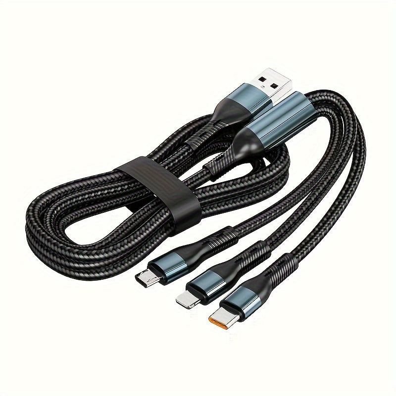 Cable de carga rápida USB 3 en 1 para teléfonos 50-80W Micro USB Tipo C compatible