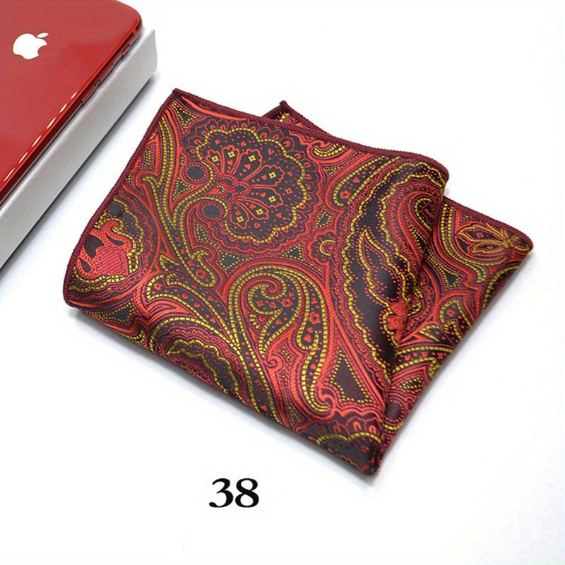 Pañuelo de bolsillo de jacquard paisley para hombre, patrón de anacardo, accesorio elegante