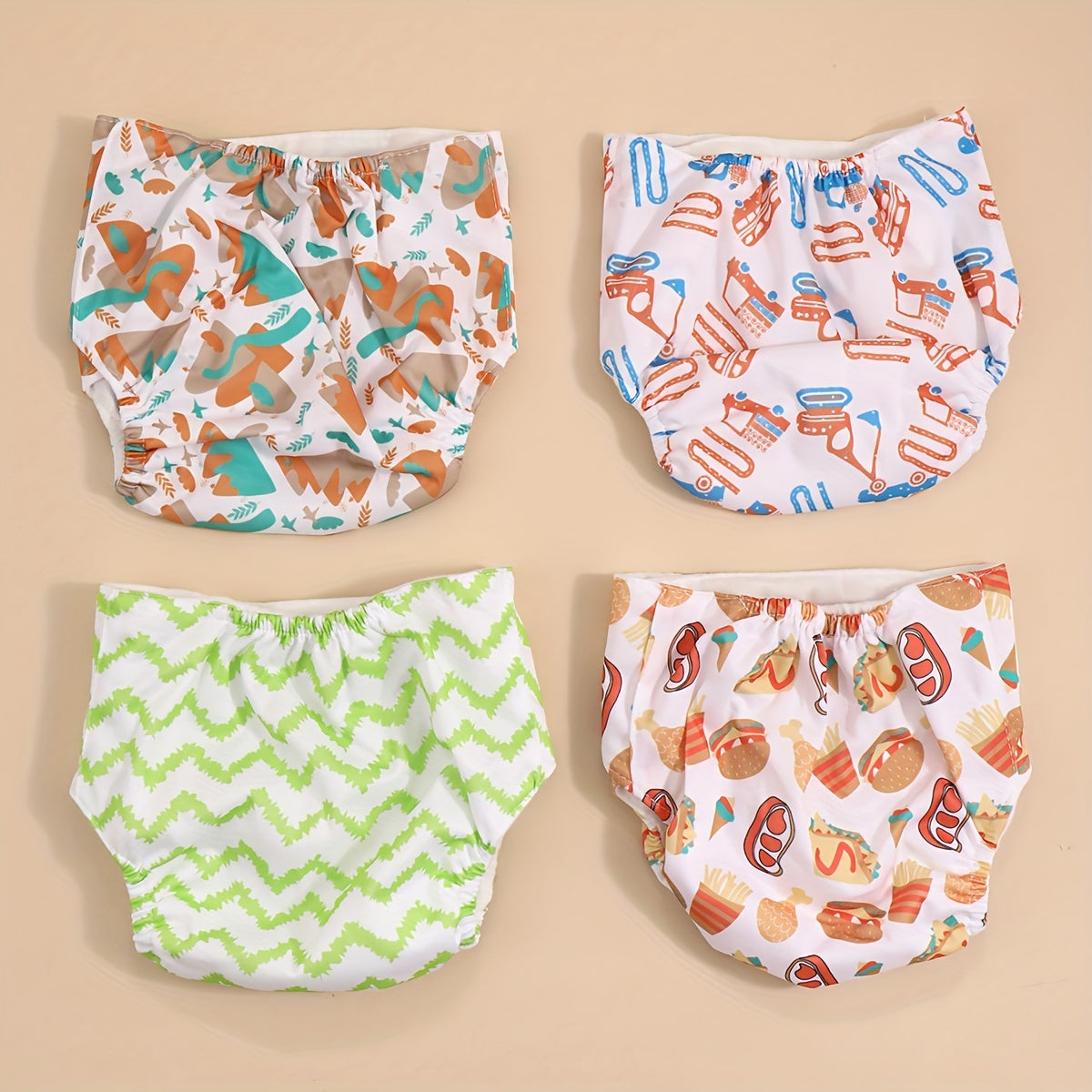 3-to'plam bolalar uchun suv o'tkazmaydigan paxta tagliklari, snaps bilan, yangi tug'ilganlardan 3 yoshgacha