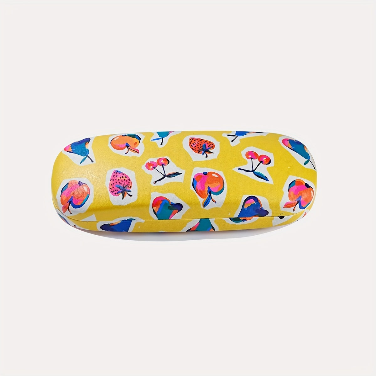 Hard Shell Portable Eyeglasses Case with Fruit Flower Design for Men and Women