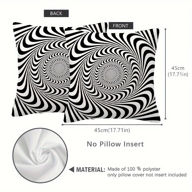 Geometric Cushion Cover Black White Striped Dotted Grid 44cm Polyester Sofa Bed Decor