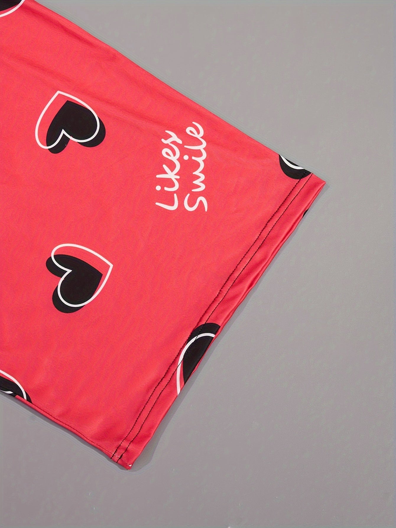 Women's Plus Size Heart and Letter Print Pajama Set Short Sleeve Lounge Two Piece