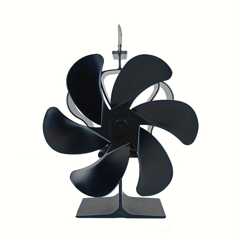 Portativ Crown uslubidagi 6-pichoqli alyuminiy pechka ventilyatori - issiqlik bilan ishlaydigan samarali havo aylanishi uchun anti-qizdirish tutqichi