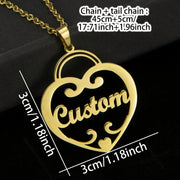 Gold Plated Heart Pendant Necklace Personalizable Stainless Steel Jewelry for Women