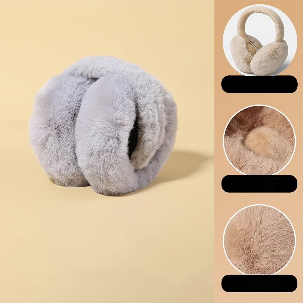 Velour Winter Earmuffs for Adults Soft Foldable Ear Warmers Cold Weather