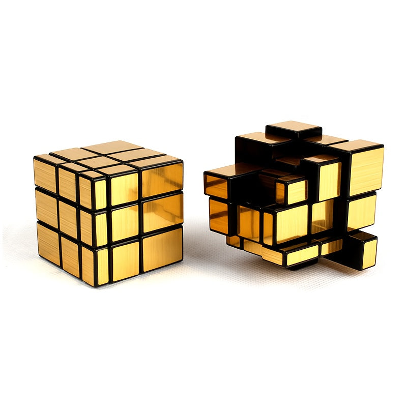 3x3 Mirror Cube Puzzle for Beginners with Silver and Gold Colors, Smooth and Durable