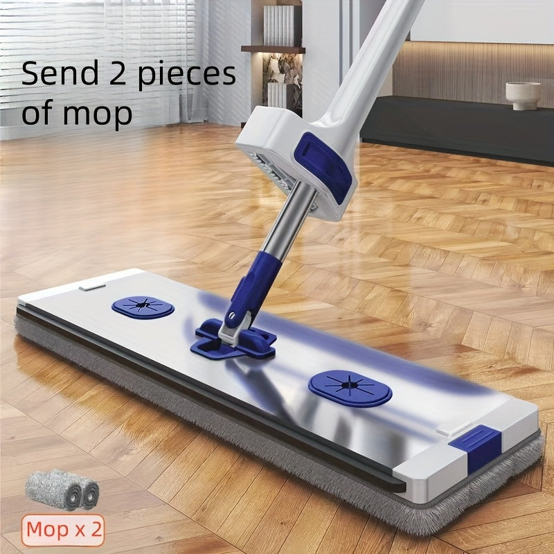 Flat Mop with Self-Draining System, Washable Microfiber Pad, Reinforced Handle
