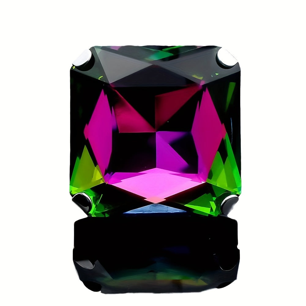 Ayollar uchun sozlanadigan bohem uslubidagi geometrik uzuk - Katta o'lchamdagi moda aksessuari, nafis ko'p rangli aks ettiruvchi kristall tafsilotlari bilan