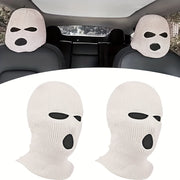 Universal Polyester Car Headrest Covers 2pcs Full Face Mask Design