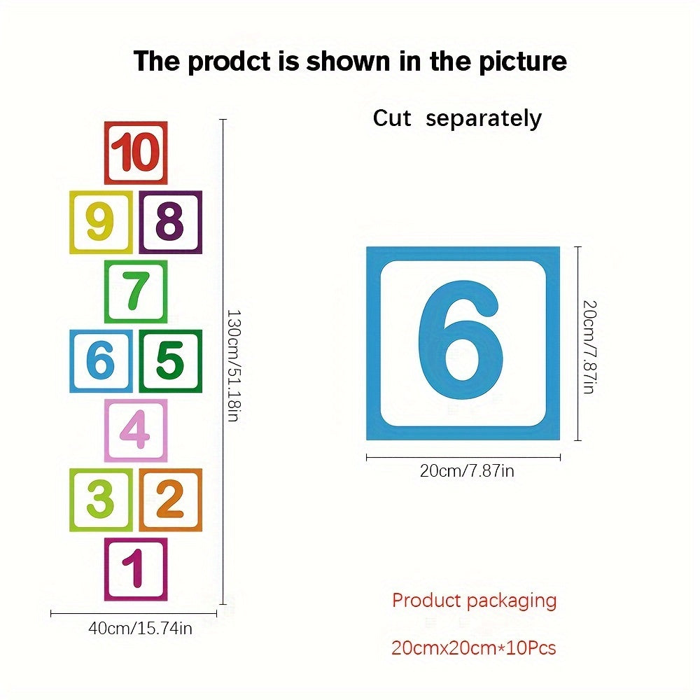 10 Pieces Self-Adhesive Anti-Slip Hopscotch Wall and Floor Stickers Frosted Material