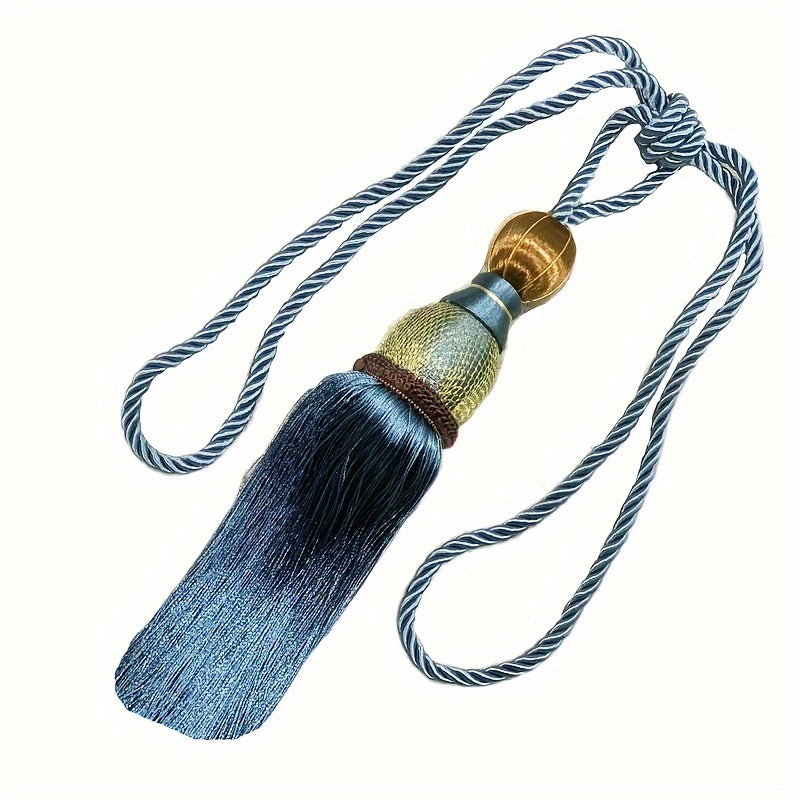Glam Polyester Curtain Tieback with Tassel Hanging Ball Holdback for Living Room Office Decor