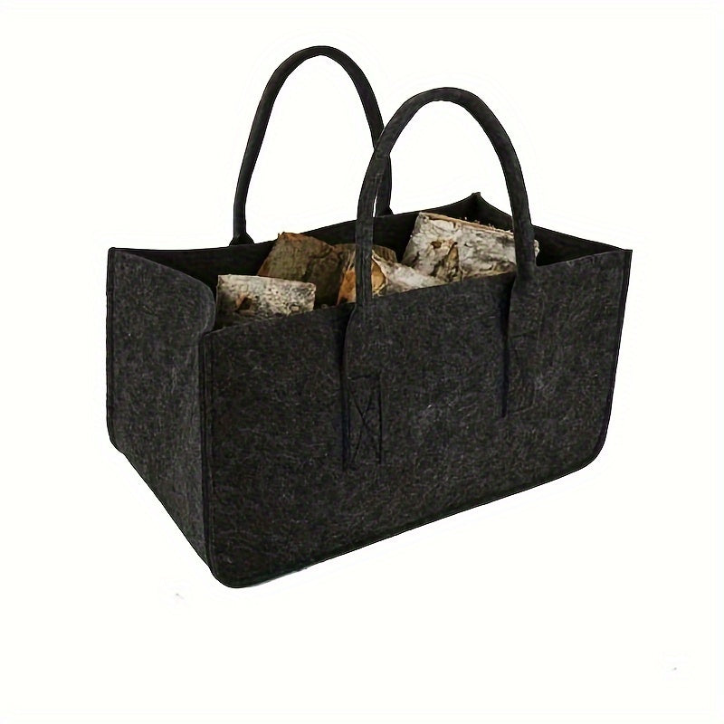 Sturdy Firewood Tote Bag with Black Handles, Spacious, Indoor and Outdoor Use