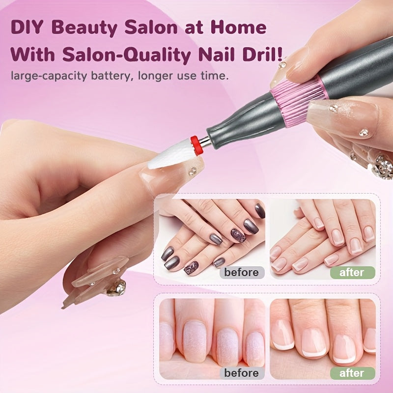 Upgraded Portable Electric Nail Grinder with Rechargeable Lithium Battery for Manicure and Nail Removal