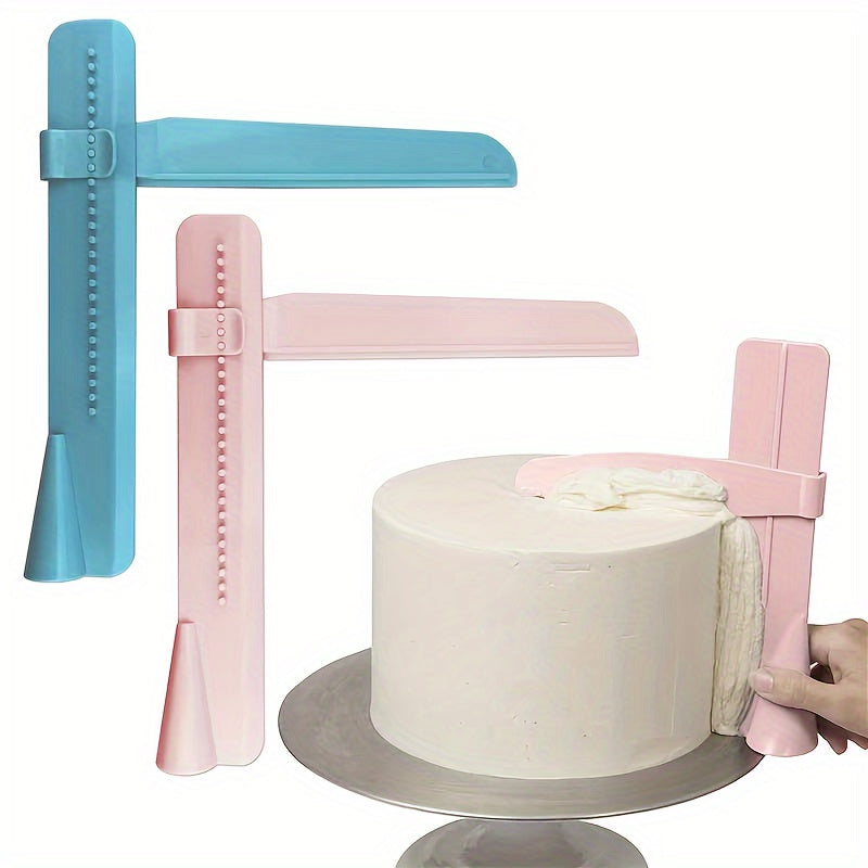 Cake Leveler and Cream Scraper Set with Adjustable Blade for Baking Pink or Blue