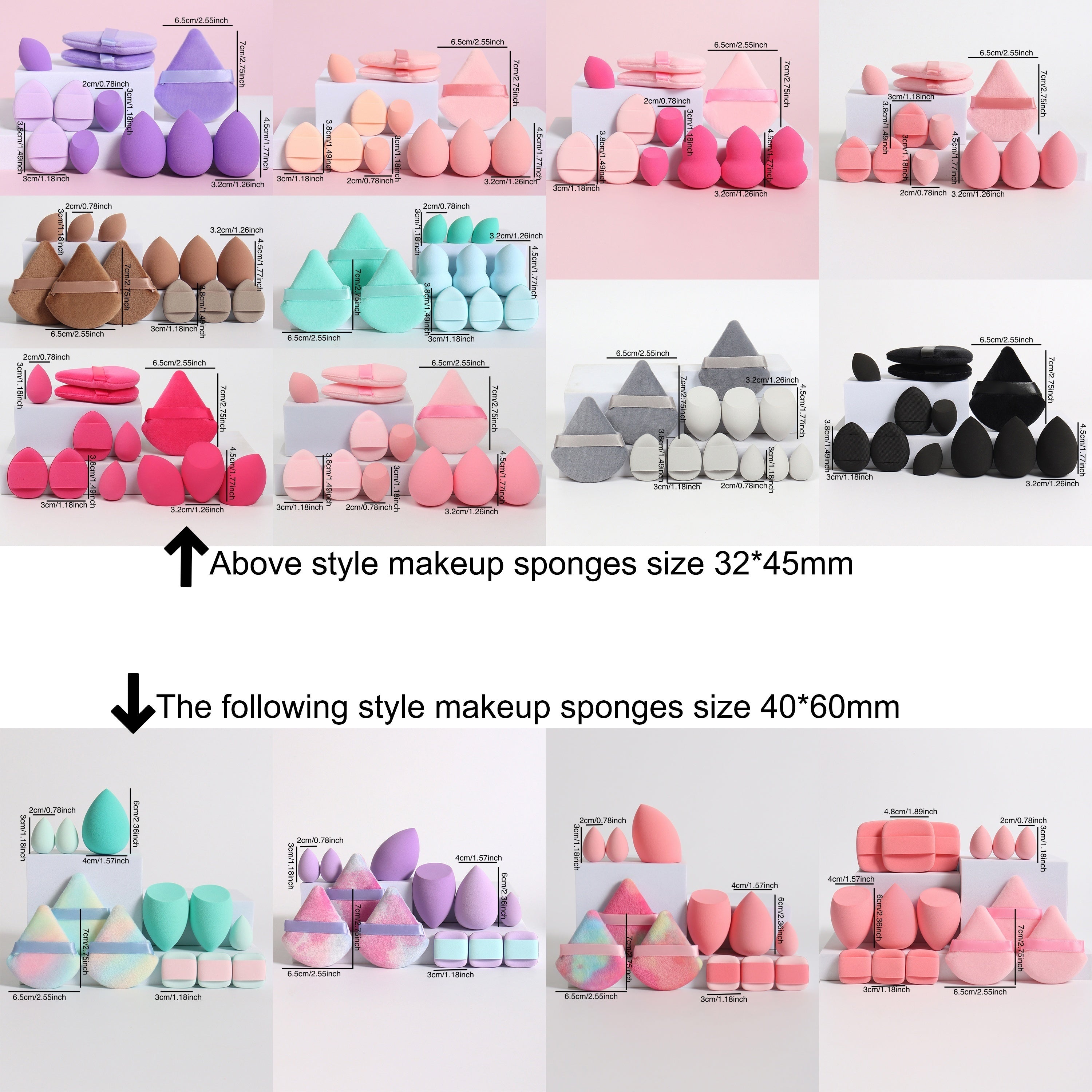 12-Piece Makeup Sponge Set Latex-Free for Foundation Contouring Highlighting Blending