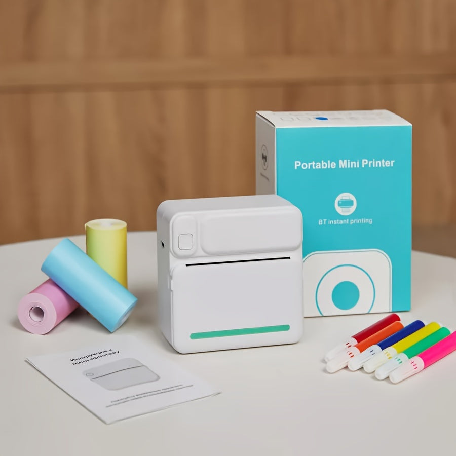 Wireless Portable Mini Thermal Printer Bundle for Smartphones Dye Sublimation USB Rechargeable 1200mAh Battery