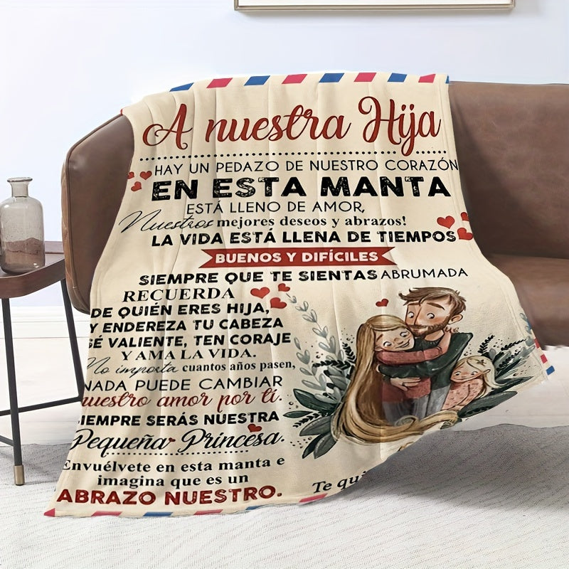 Cozy Spanish Letter Throw Blanket for Children Warm Flannel Couch Bed Travel